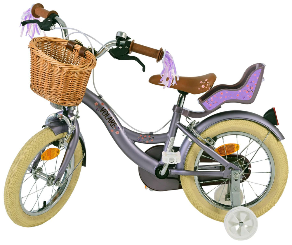Volare Blossom Kinderfahrrad – Mädchen – 14 Zoll – Lila – zwei Handbremsen