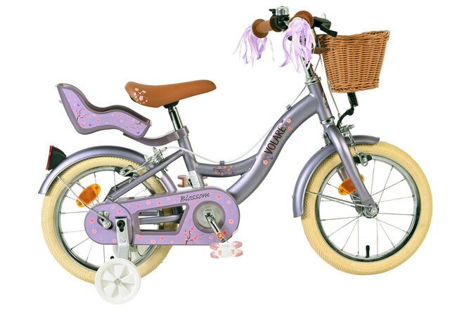 Volare Blossom Kinderfahrrad – Mädchen – 14 Zoll – Lila – zwei Handbremsen