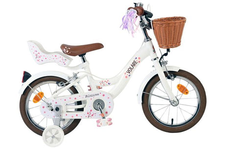 Volare Blossom Kinderfahrrad – Mädchen – 14 Zoll – weiß – zwei Handbremsen
