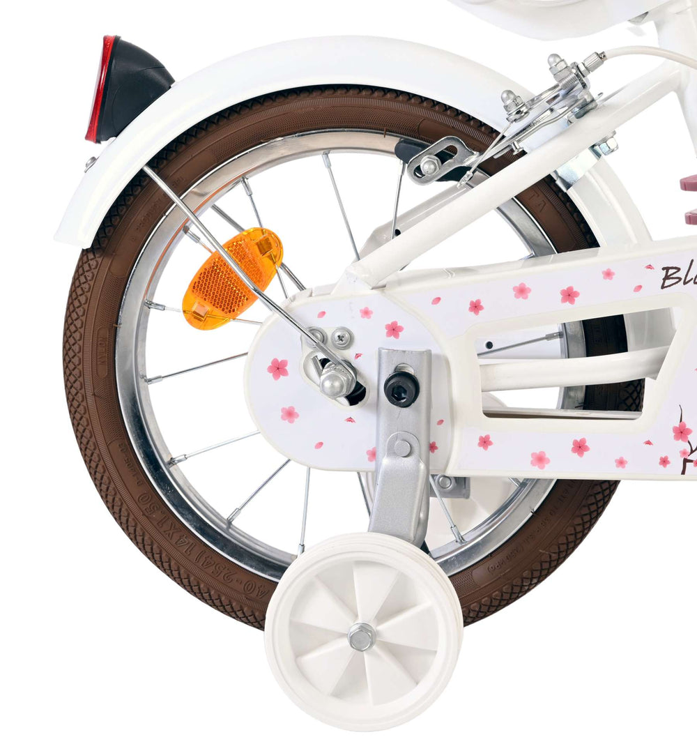 Volare Blossom Kinderfahrrad – Mädchen – 14 Zoll – weiß – zwei Handbremsen