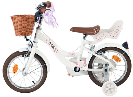 Volare Blossom Kinderfahrrad – Mädchen – 14 Zoll – weiß – zwei Handbremsen