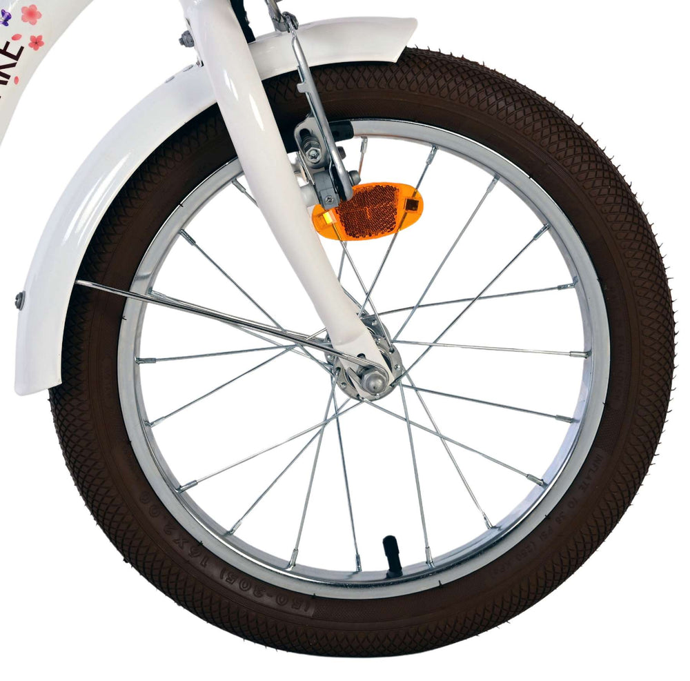 Volare Blossom Kinderfahrrad – Mädchen – 16 Zoll – weiß – zwei Handbremsen