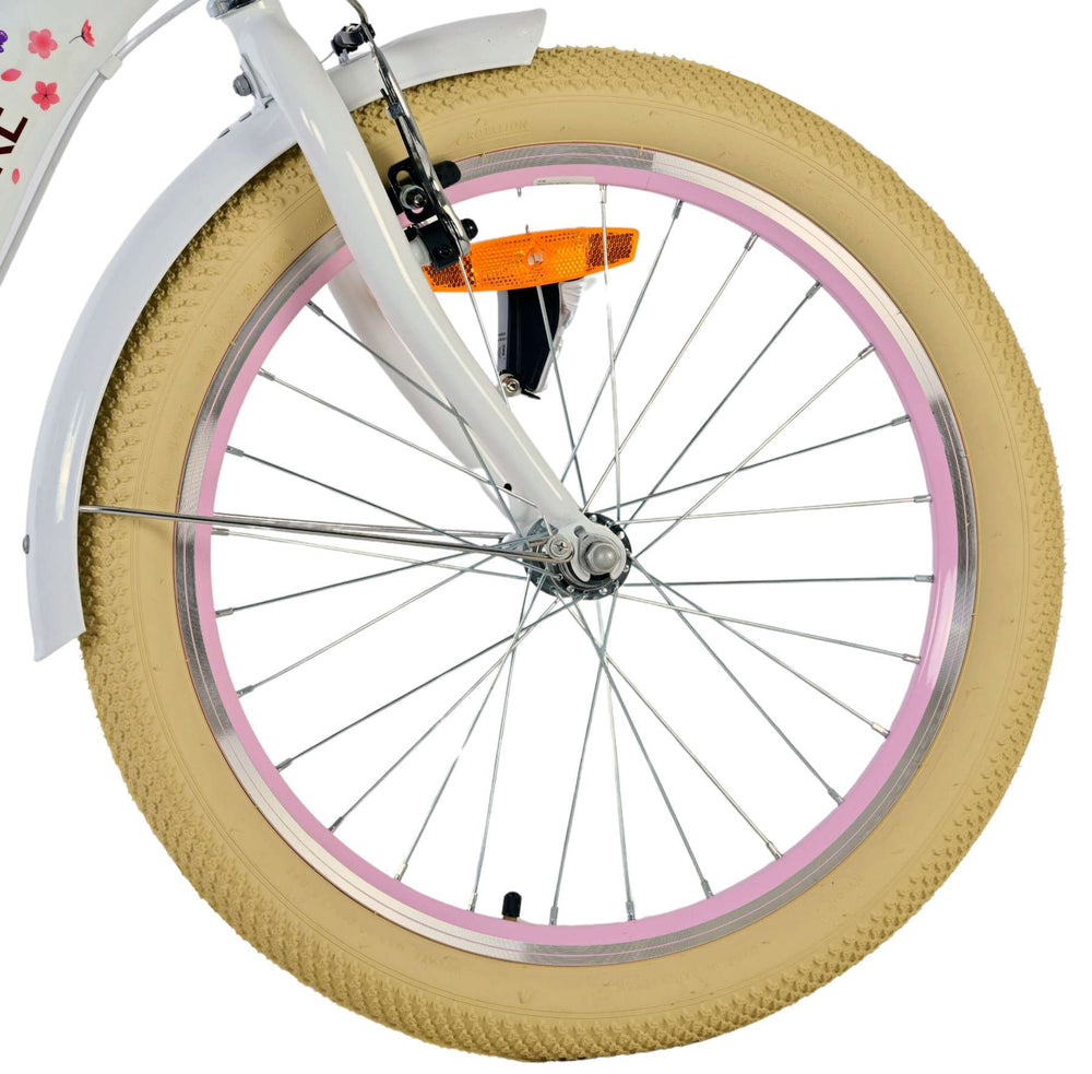 Volare Blossom Kinderfahrrad – Mädchen – 20 Zoll – weiß – zwei Handbremsen