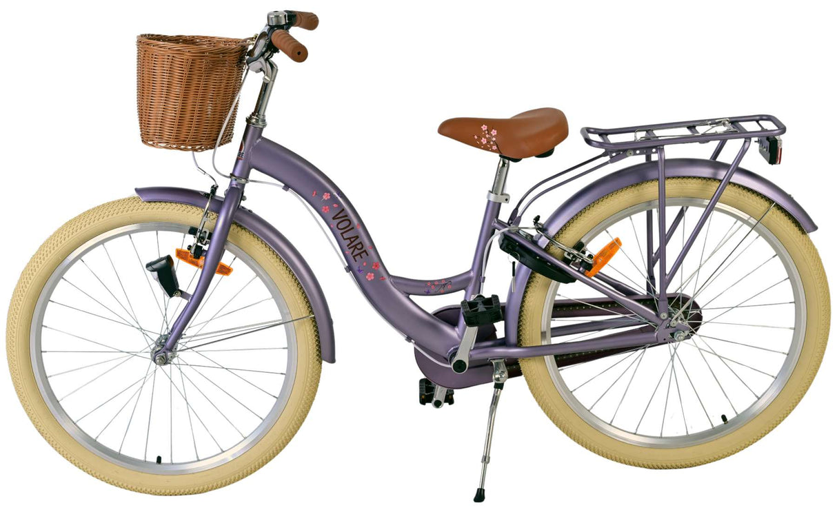 Volare Blossom Kinderfahrrad – Mädchen – 24 Zoll – Lila – zwei Handbremsen