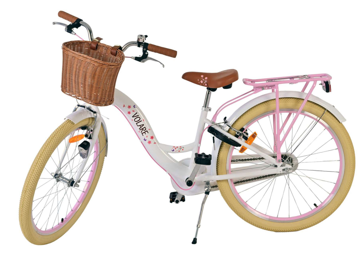Volare Blossom Kinderfahrrad – Mädchen – 24 Zoll – weiß – zwei Handbremsen