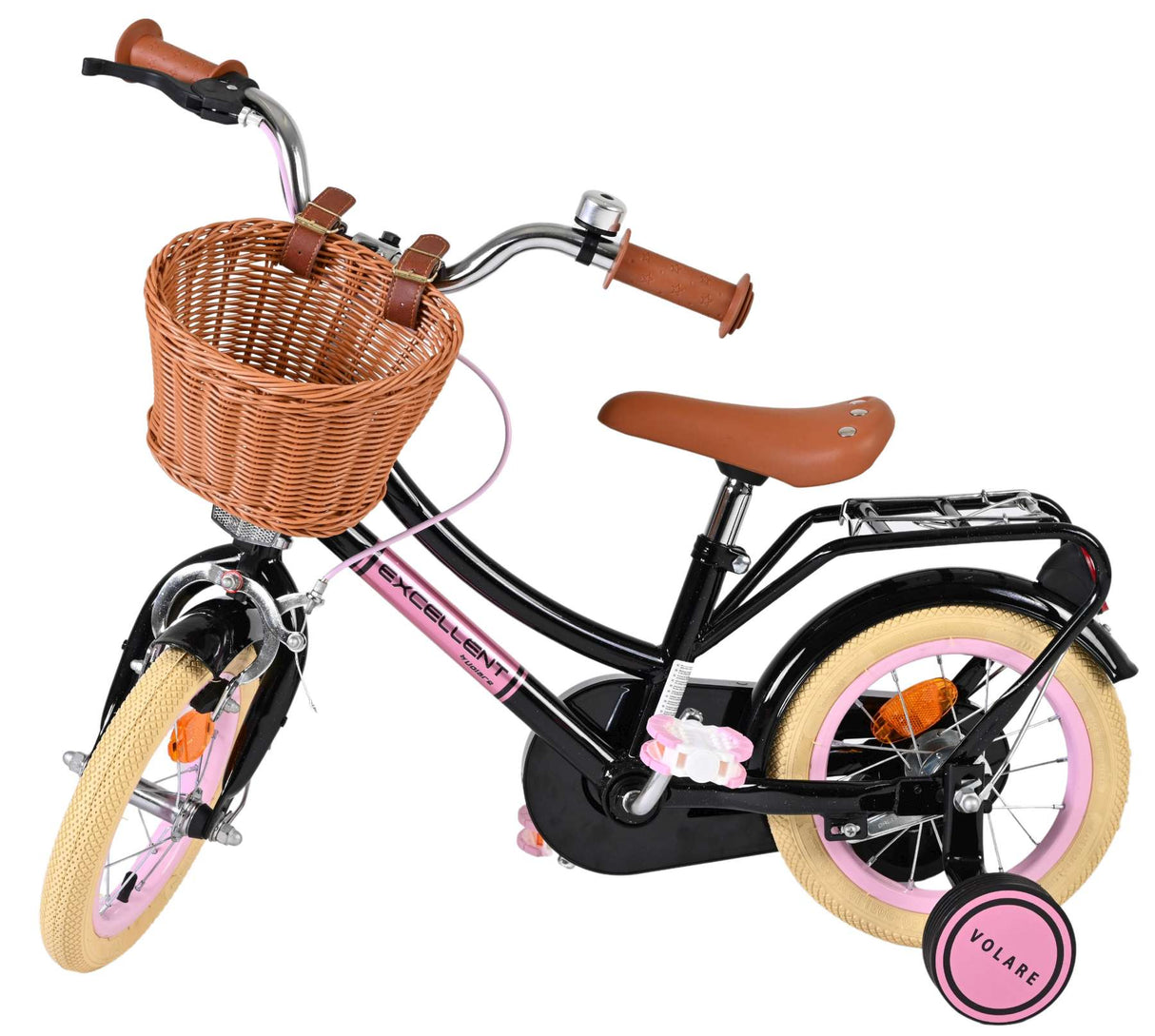 Volare ausgezeichnetes Kinderfahrrad – Mädchen – 12 Zoll – Schwarz