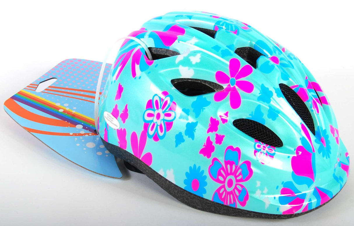 Volare Children's Bicycle Helm XS Blue Pink Blumen 47-51 cm extra kleines Modell