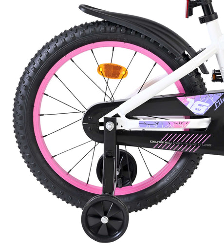 Volare Lily Kinderfahrrad – Mädchen – 18 Zoll – Weiß Rosa Lila