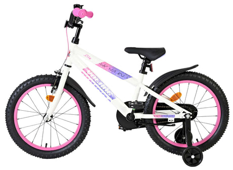 Volare Lily Kinderfahrrad – Mädchen – 18 Zoll – Weiß Rosa Lila