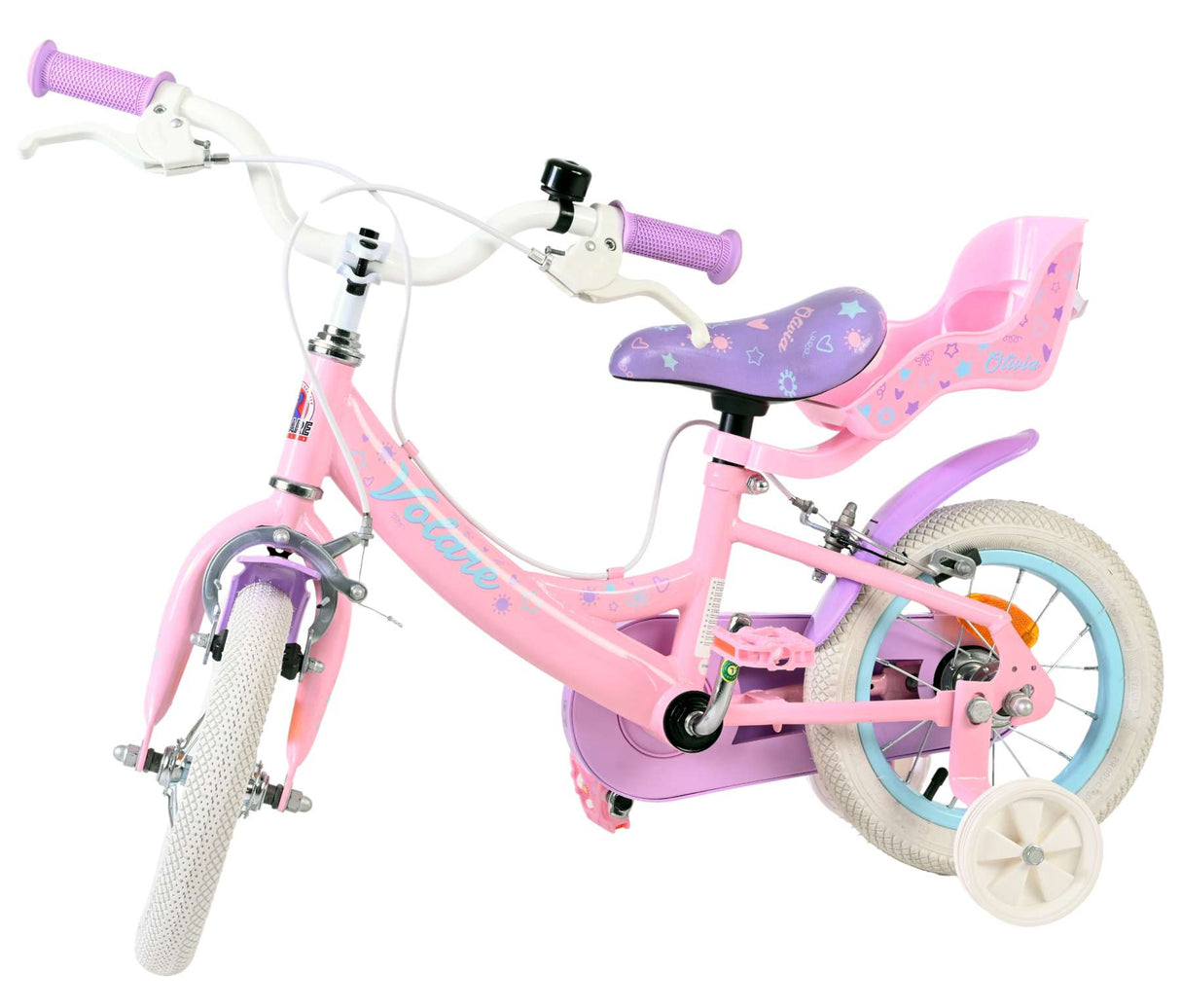 Volare Olivia Kinderfahrrad – Mädchen – 12 Zoll – Pink – zwei Handbremsen