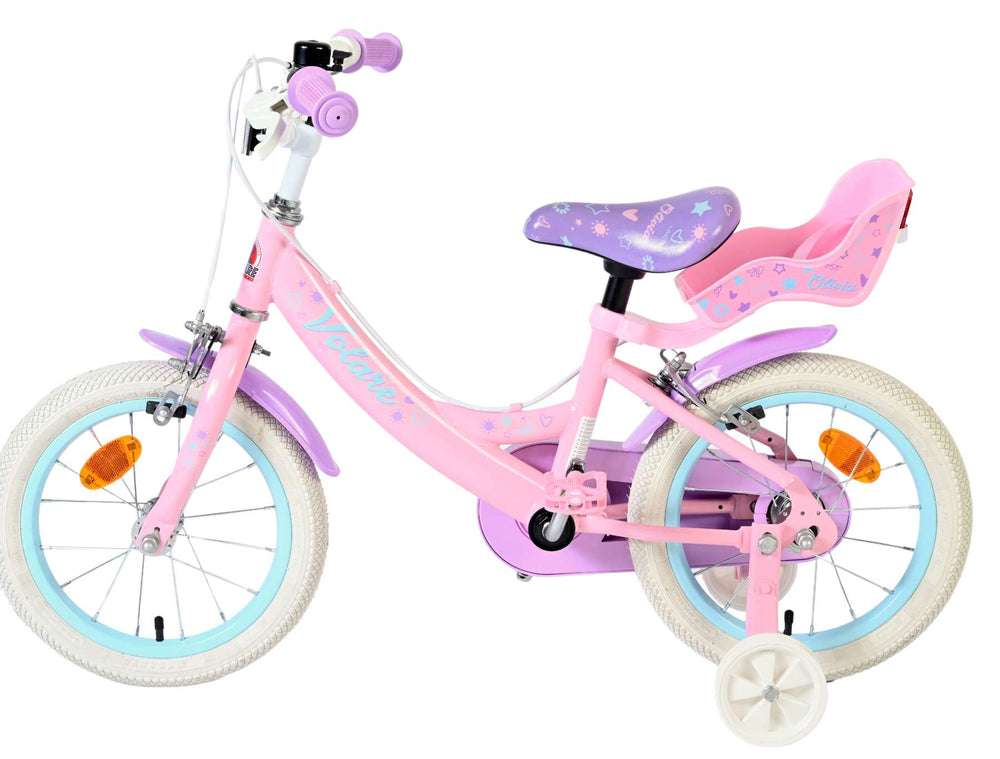 Volare Olivia Kinderfahrrad – Mädchen – 14 Zoll – Pink – zwei Handbremsen