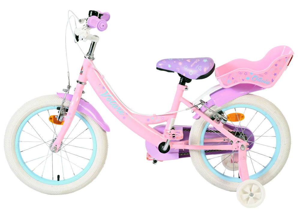 Volare Olivia Kinderfahrrad – Mädchen – 16 Zoll – Pink – zwei Handbremsen