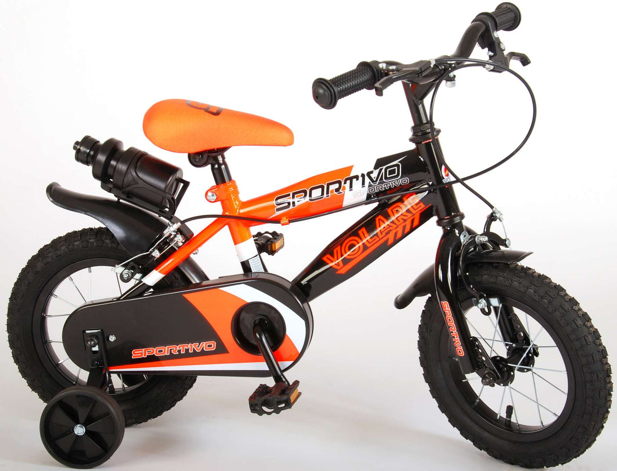 Volare Sportivo Children's Bicycle - Boys - 12 pouces - Neon Oranje Black - deux freins à main - 95% assemblés