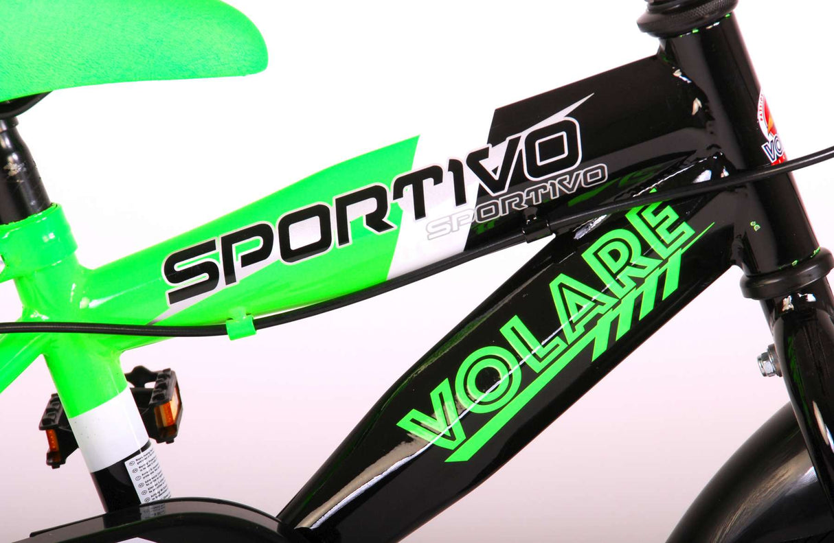 Volare Sportivo Børnecykeldrenge 12 tommer Neon Groen Black Two Hand Brakes 95% samlet