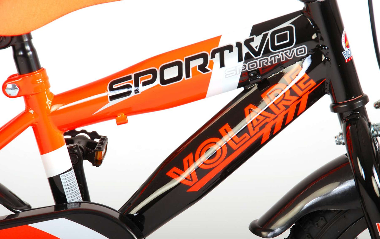 Volare Sportivo Children's Bike Boys 14 -calowy Neon Oranje czarny 95% zgromadzony