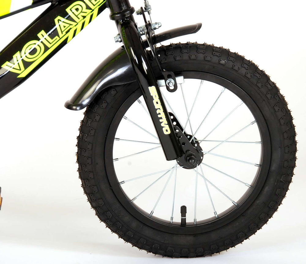 Volare Sportivo Kinderbike Jungen 14 Zoll Neon Geel Black zwei Handbremsen 95% versammelte