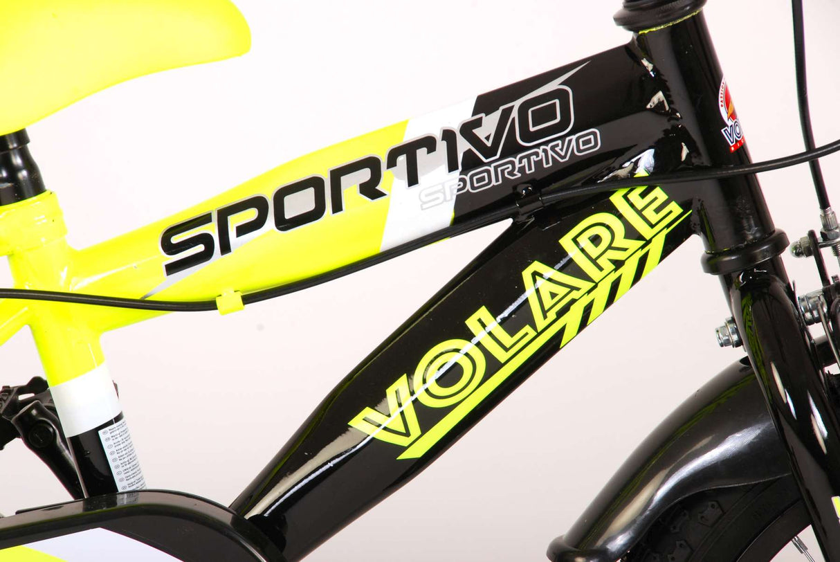 Volare Sportivo Kinderbike Jungen 14 Zoll Neon Geel Black zwei Handbremsen 95% versammelte
