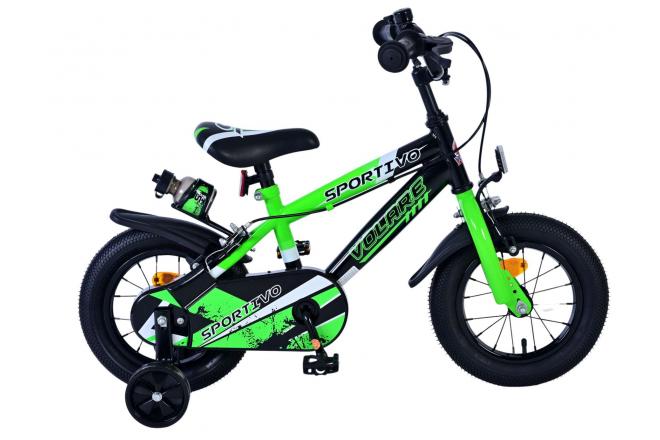 Volare Sportivo Kinderfahrrad - Jungen - 12 Zoll - Grün Schwarz - Zwei Handbremsen
