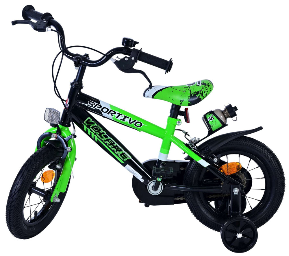 Volare Sportivo Kinderfahrrad - Jungen - 12 Zoll - Grün Schwarz - Zwei Handbremsen