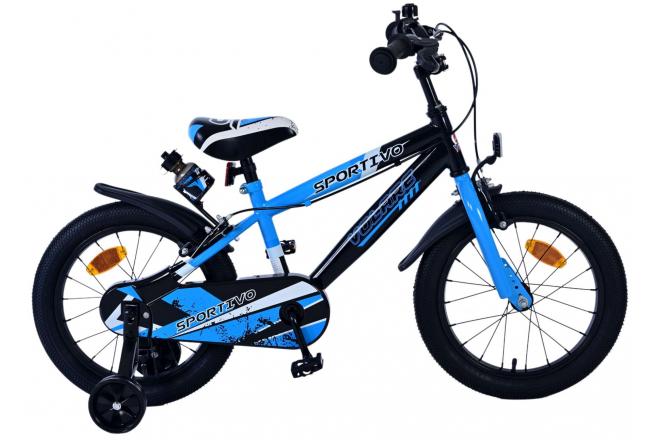 Volare Sportivo Kinderrad - Jungen - 16 Zoll - Blau Schwarz - Zwei Handbremsen