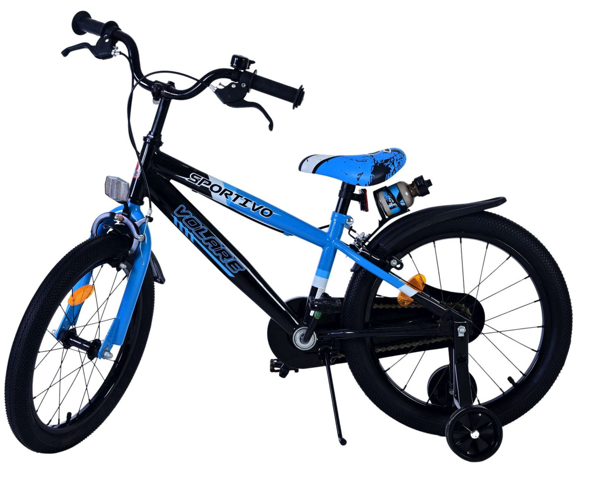 Volare Sportivo Kinderfahrrad - Jungen - 18 Zoll - Blau Schwarz - Zwei Handbremsen