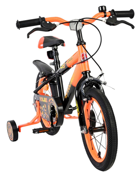 Volare strike kinderfiets - jongens - 14 inch - zwart oranje - twee handremmen