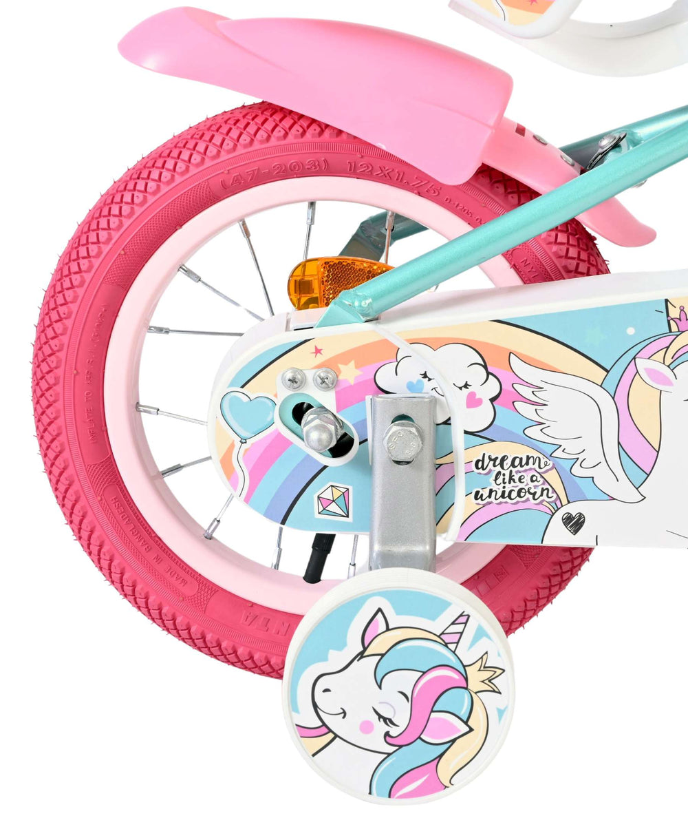 Volare Einhorn Kinderfahrrad - Mädchen - 12 Zoll - Grün