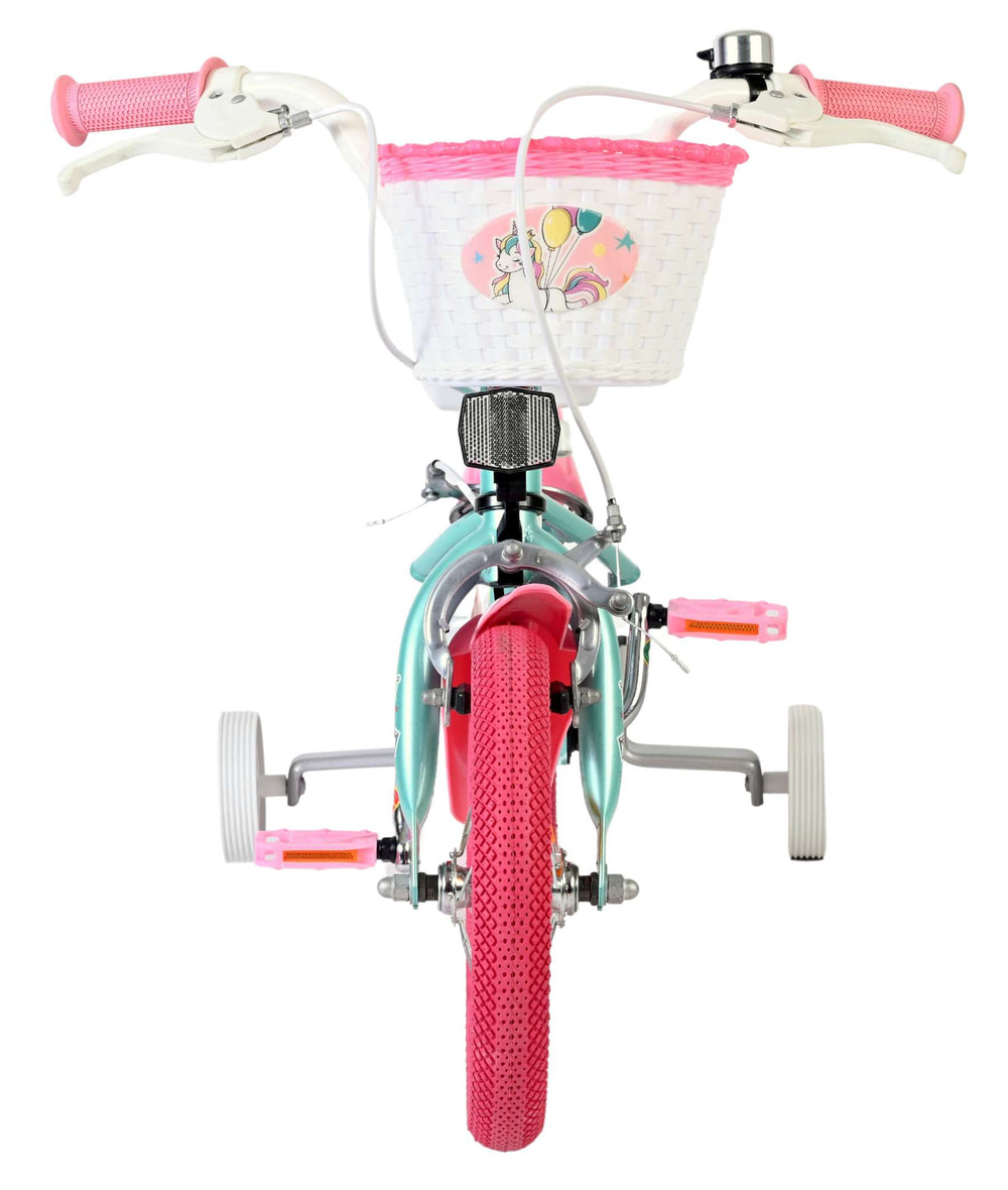 Volare Einhorn Kinderfahrrad – Mädchen – 12 Zoll – Grün – zwei Handbremsen