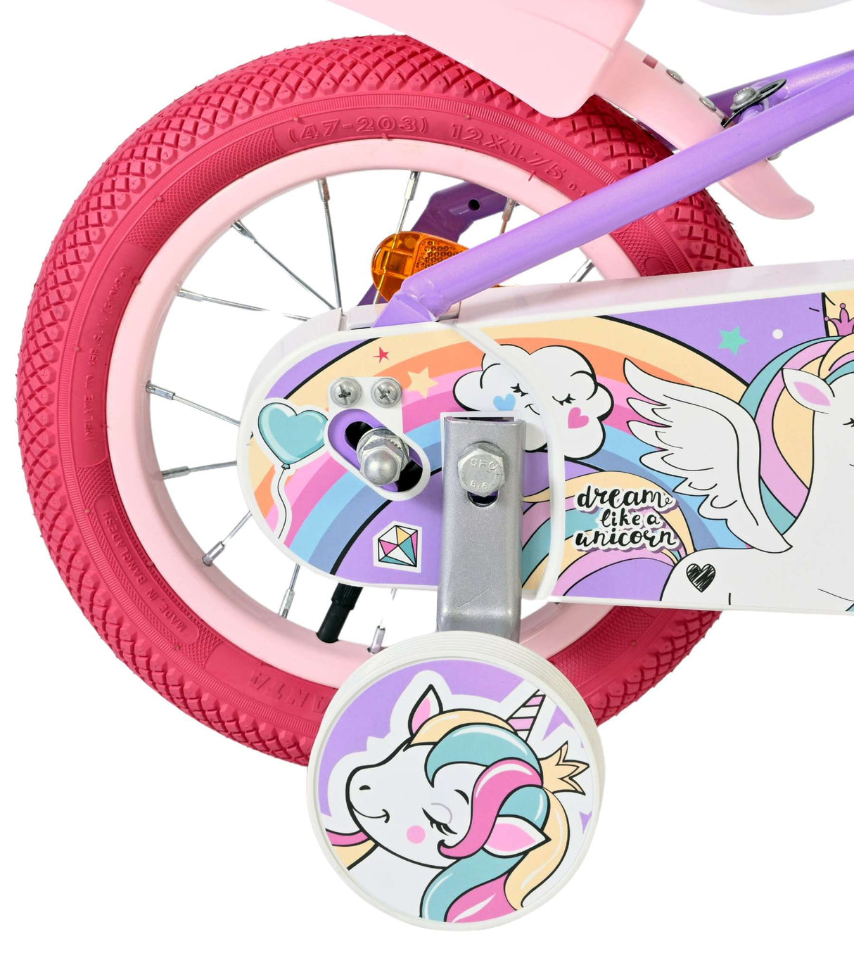 Volare Einhorn Kinderfahrrad - Mädchen - 12 Zoll - Lila