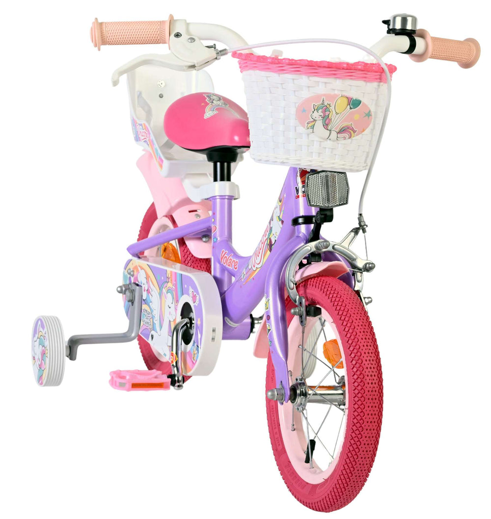 Volare Einhorn Kinderfahrrad - Mädchen - 12 Zoll - Lila