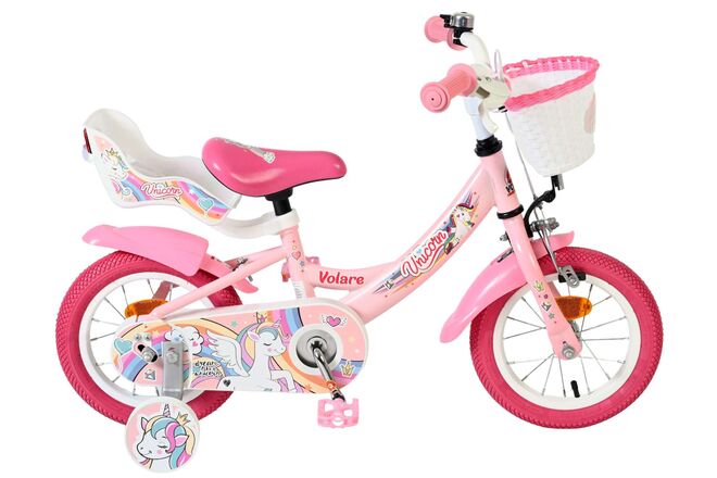Volare Einhorn Kinderfahrrad - Mädchen - 12 Zoll - Rosa