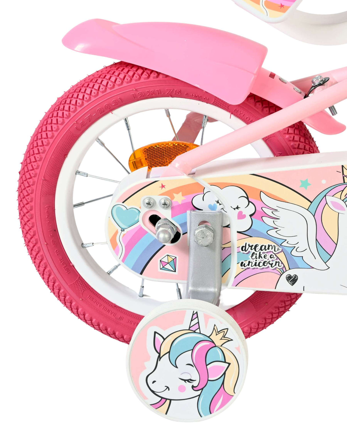 Volare Einhorn Kinderfahrrad - Mädchen - 12 Zoll - Rosa