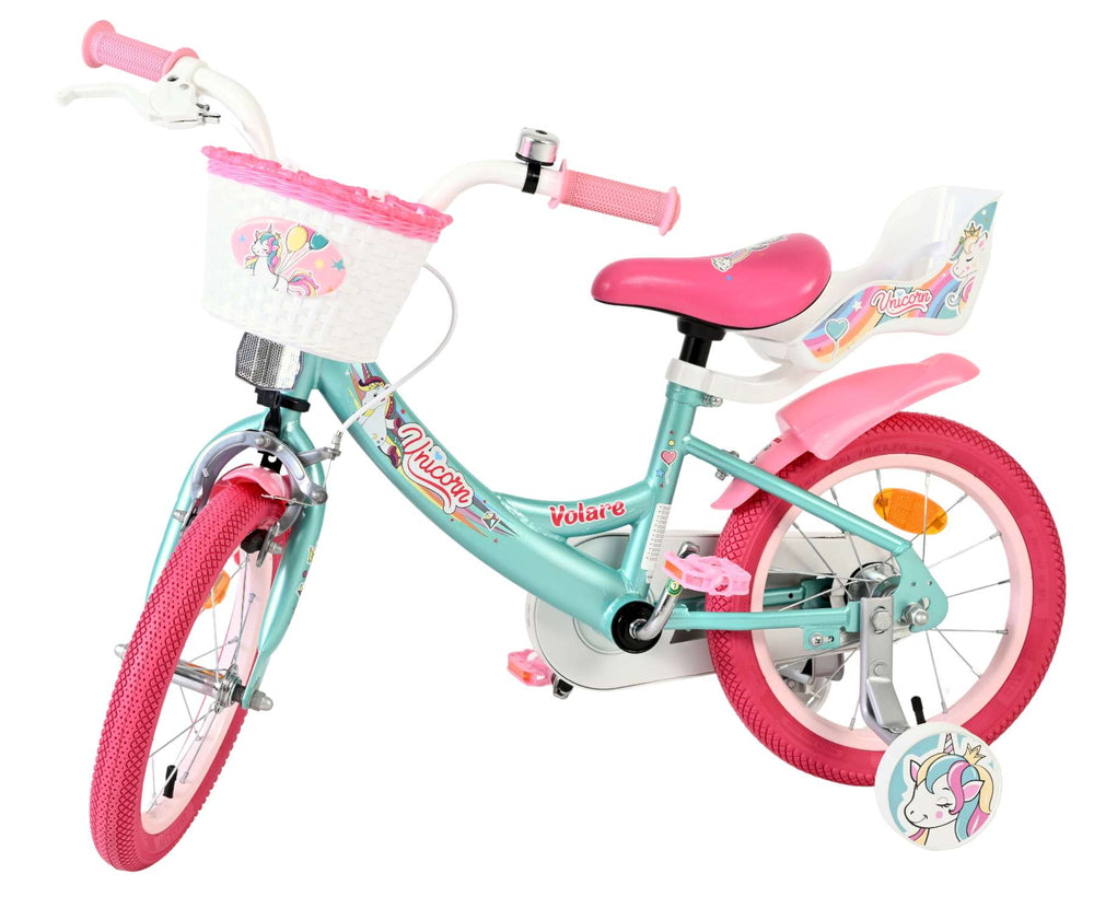 Volare Einhorn Kinderfahrrad - Mädchen - 14 Zoll - Grün