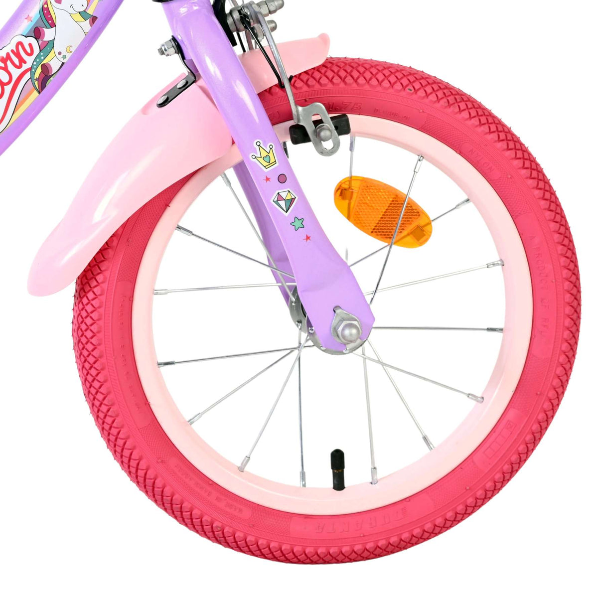 Volare Einhorn Kinderfahrrad - Mädchen - 14 Zoll - Lila