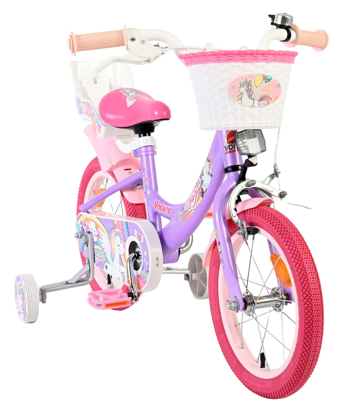 Volare Einhorn Kinderfahrrad - Mädchen - 14 Zoll - Lila