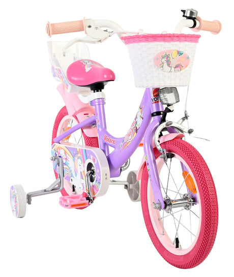 Volare Einhorn Kinderfahrrad - Mädchen - 14 Zoll - Lila