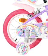 Volare Einhorn Kinderfahrrad – Mädchen – 14 Zoll – Lila – zwei Handbremsen