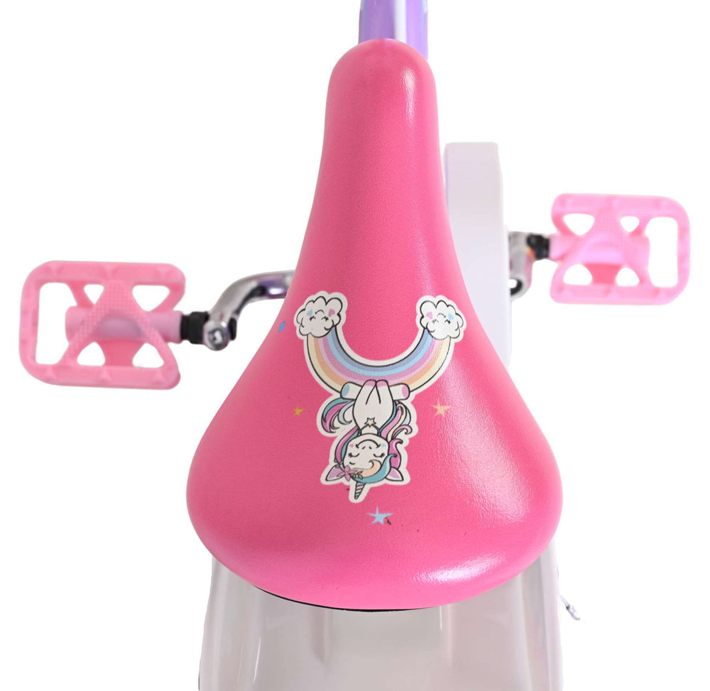Volare Einhorn Kinderfahrrad – Mädchen – 14 Zoll – Lila – zwei Handbremsen