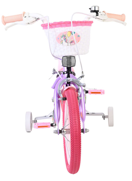 Volare Einhorn Kinderfahrrad – Mädchen – 14 Zoll – Lila – zwei Handbremsen