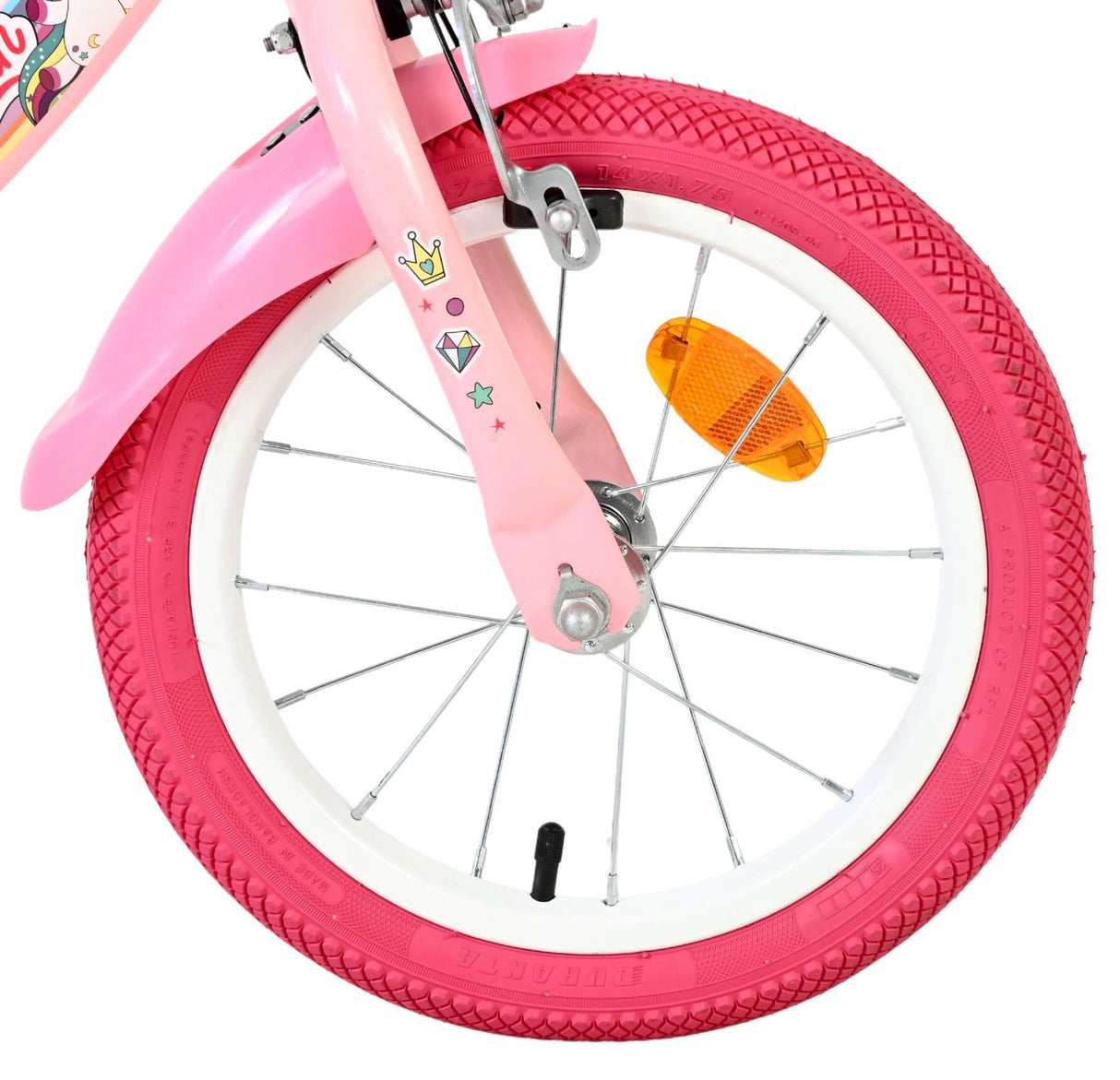 Volare Einhorn Kinderfahrrad – Mädchen – 14 Zoll – Pink – zwei Handbremsen