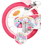 Volare Einhorn Kinderfahrrad – Mädchen – 14 Zoll – weiß – zwei Handbremsen
