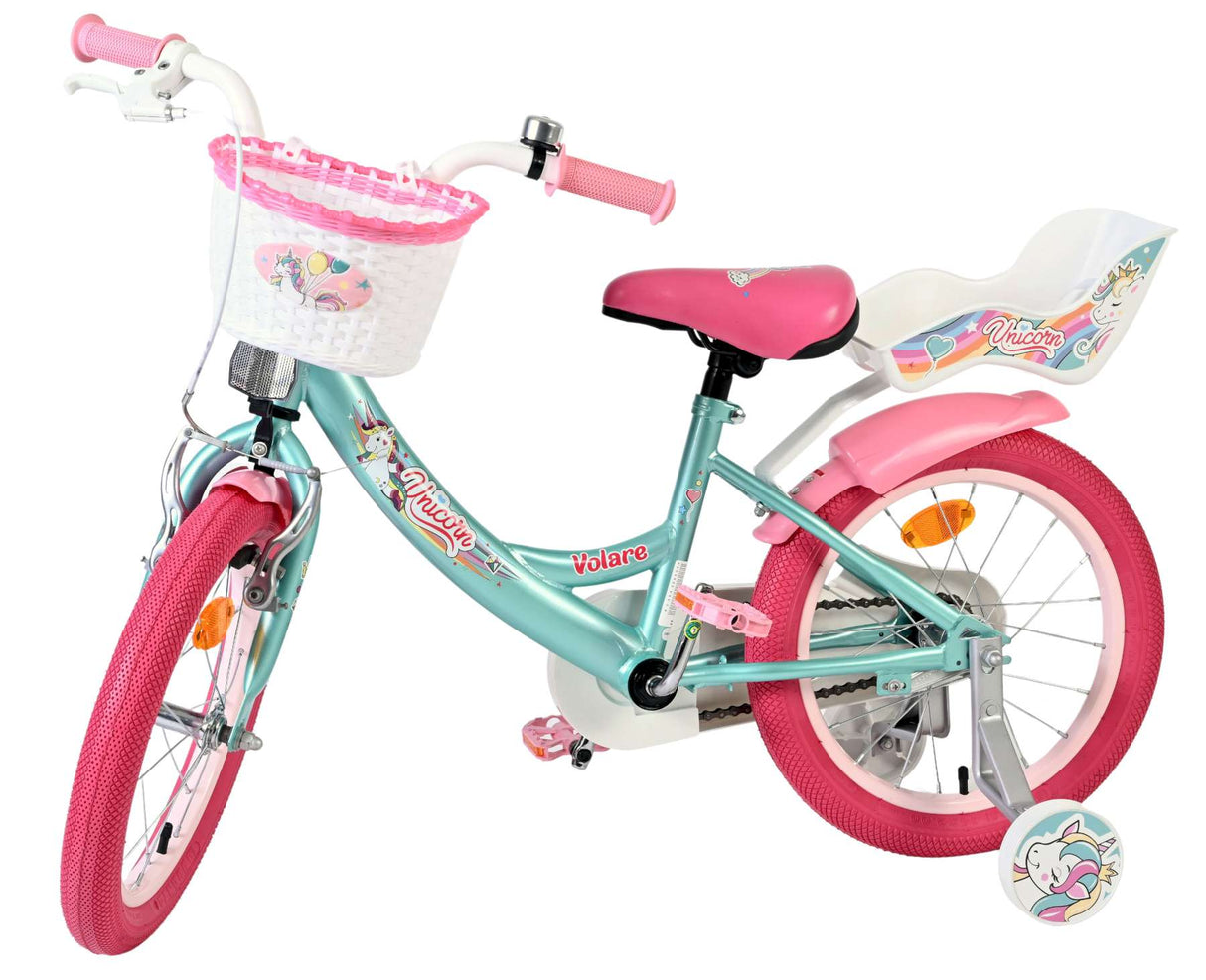 Volare Einhorn Kinderfahrrad - Mädchen - 16 Zoll - Grün