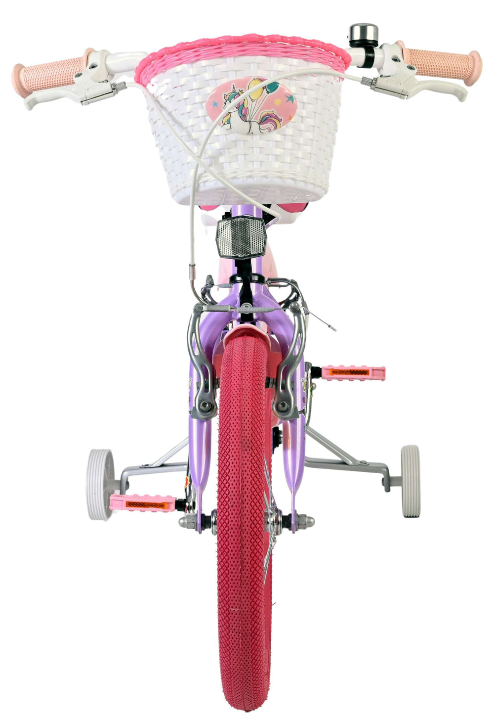 Volare Einhorn Kinderfahrrad – Mädchen – 16 Zoll – Lila – zwei Handbremsen