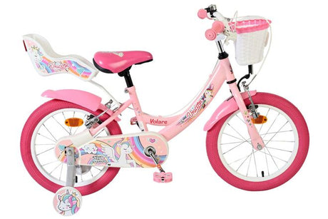 Volare Einhorn Kinderfahrrad – Mädchen – 16 Zoll – Pink – zwei Handbremsen