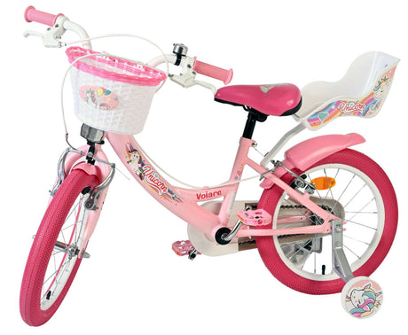 Volare Einhorn Kinderfahrrad – Mädchen – 16 Zoll – Pink – zwei Handbremsen