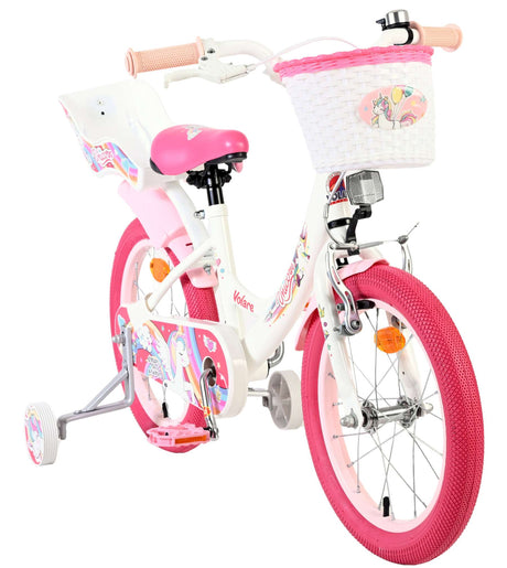 Volare Einhorn Kinderfahrrad - Mädchen - 16 Zoll - Weiß
