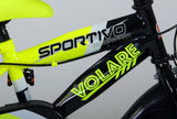 Volare Sportivo Bike Bike Boys de 12 pulgadas Neon Black Dos frenos de mano 95% ensamblados