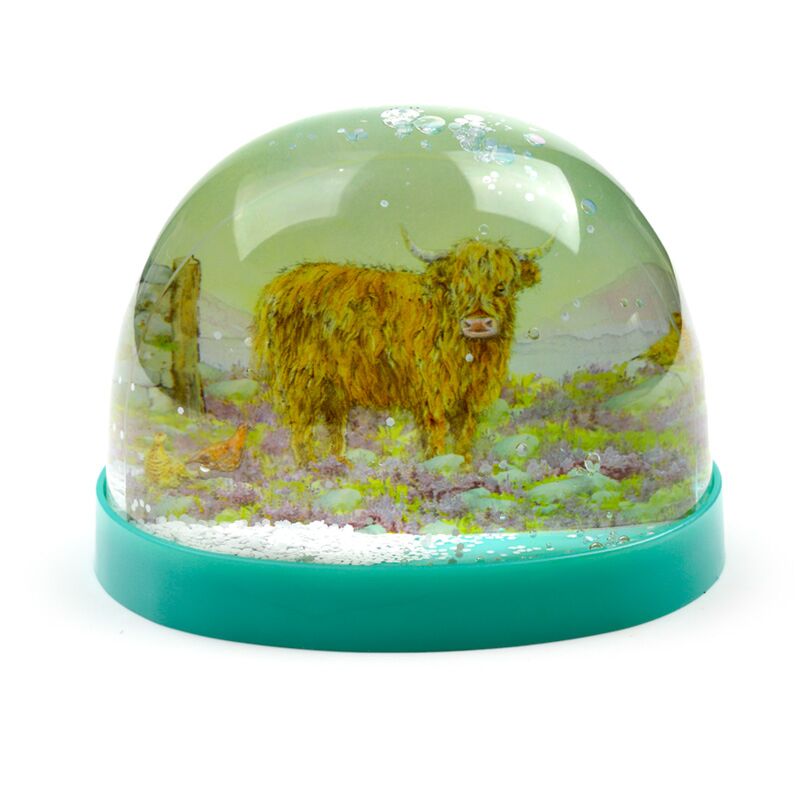 Jan Pashley Highland Coo Cow große glitzernde Schneekugel
