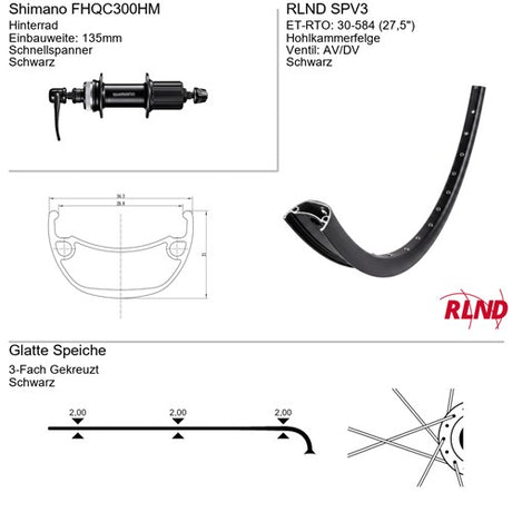 Roland achterwiel 27.5 30-584 zwart centerlock cassette rlnd spv3