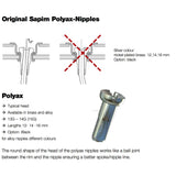 SAPIM SPAAK NIPPLE 14 Polyax 14mm stříbrná mosaz (100.)